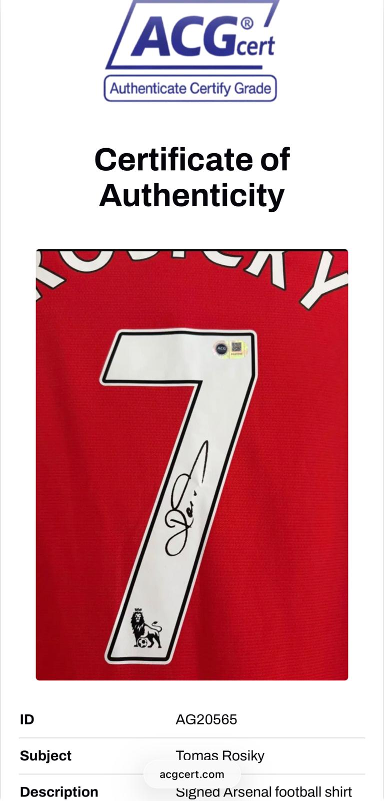 Tomas Rosicky Arsenal Signed Shirt 12/13 Home *RARE* ACG COA Video Proof