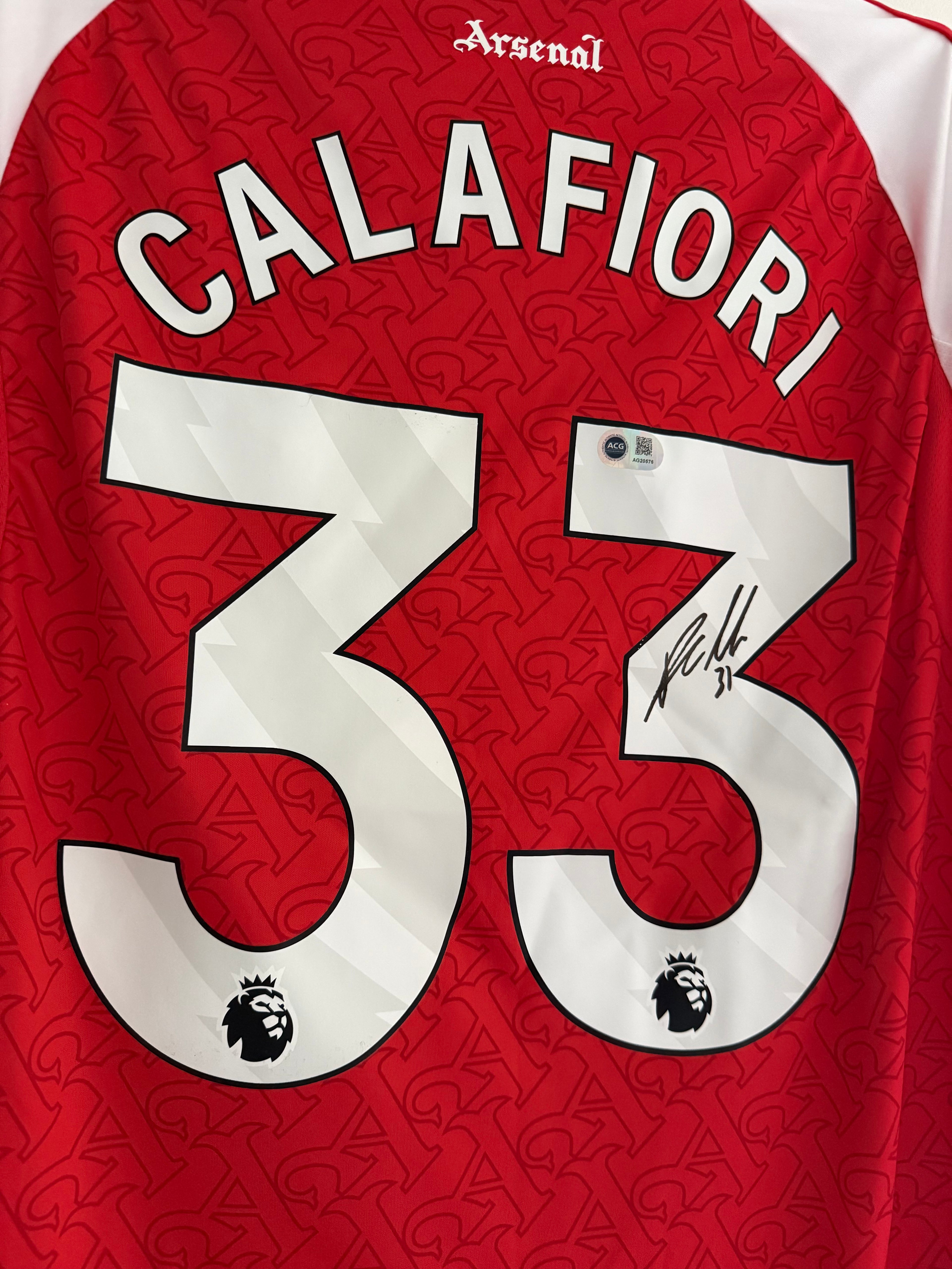 Riccardo Calafiori Arsenal Signed Shirt *ACG AUTHENTICATION* COA Saka Odegaard