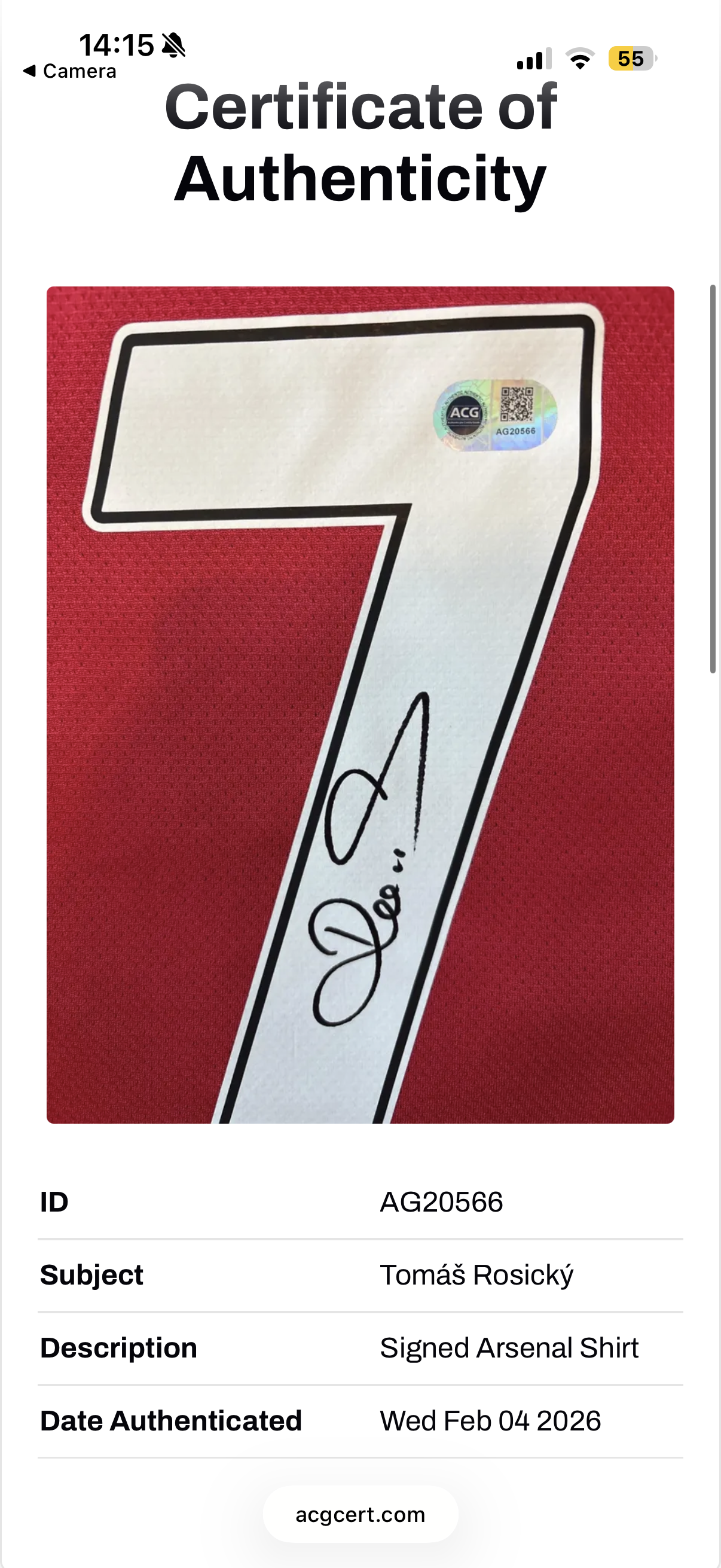 Tomas Rosicky Arsenal Signed Shirt RARE VIDEO PROOF ACG AUTHENTICATION RVP HENRY