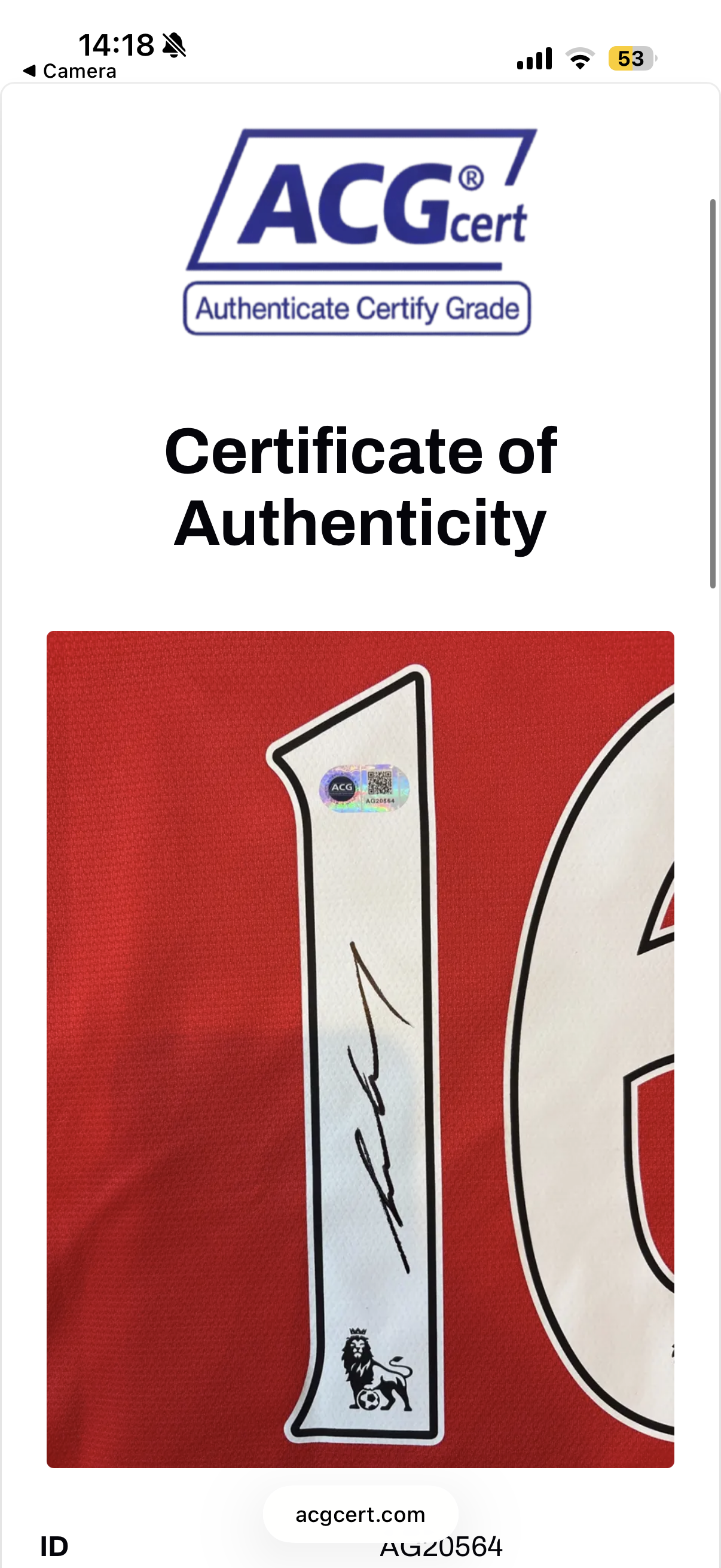 Aaron Ramsey Arsenal Signed Shirt *RARE* COA ACG Cert authentication *PROOF*