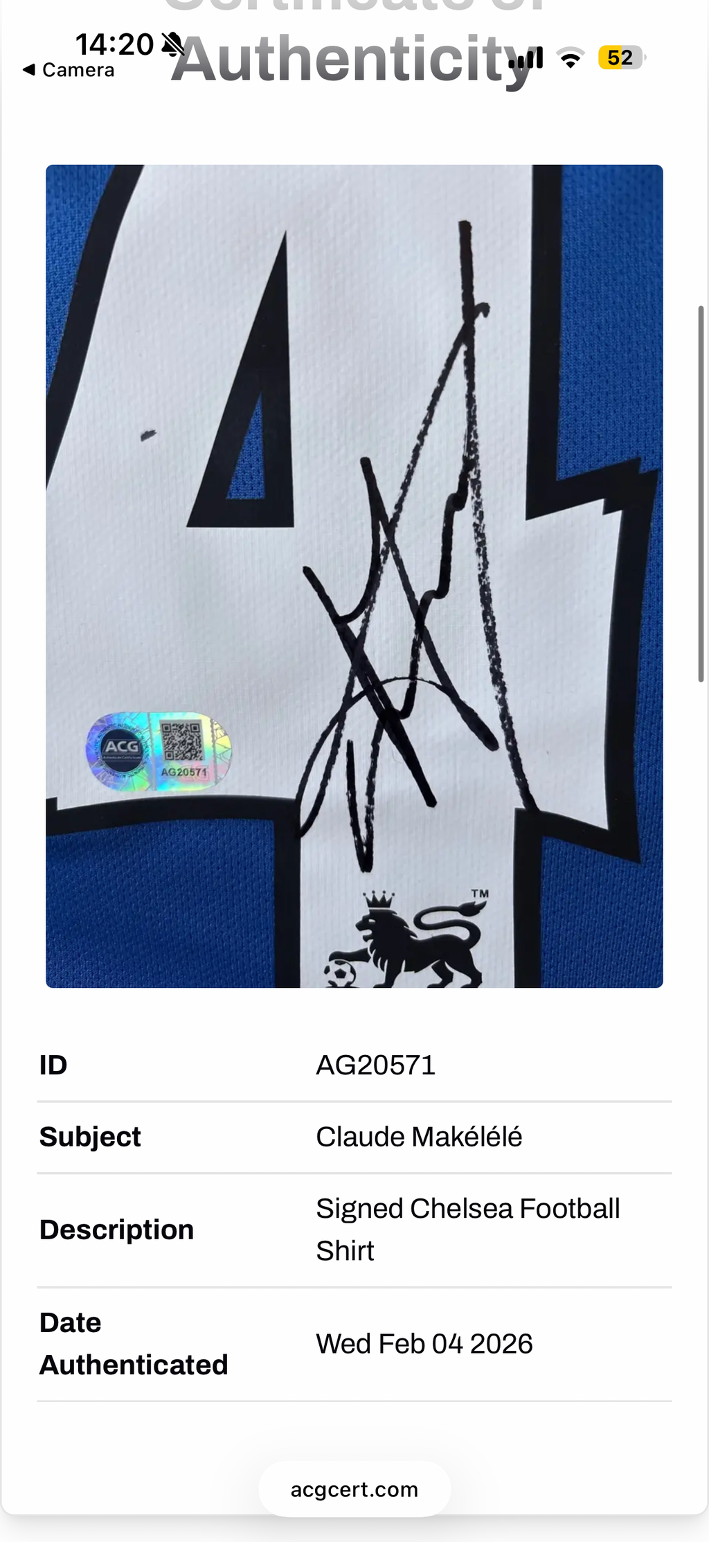 Claude Makelele Chelsea Signed Shirt Centenary Edition RARE Proof Authentication