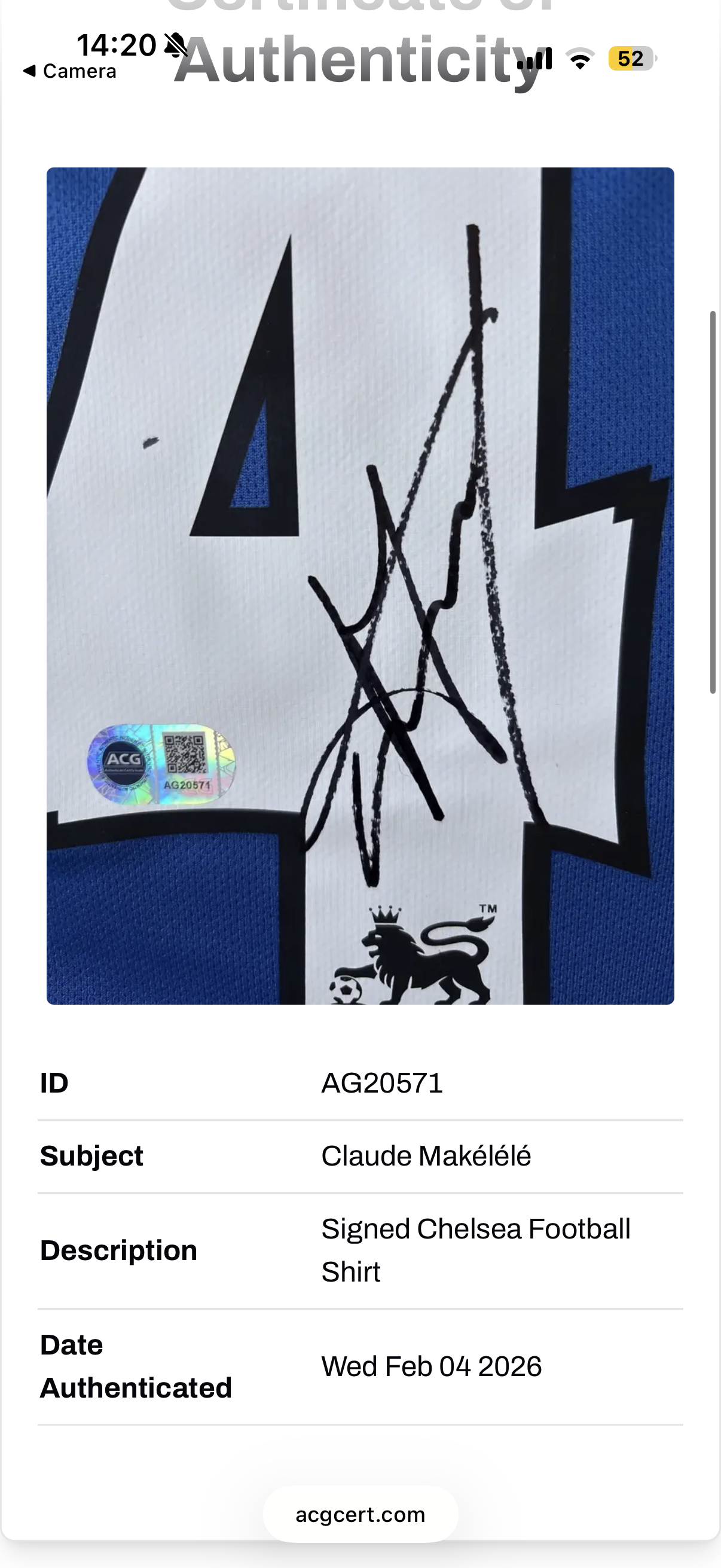 Claude Makelele Chelsea Signed Shirt Centenary Edition RARE Proof Authentication