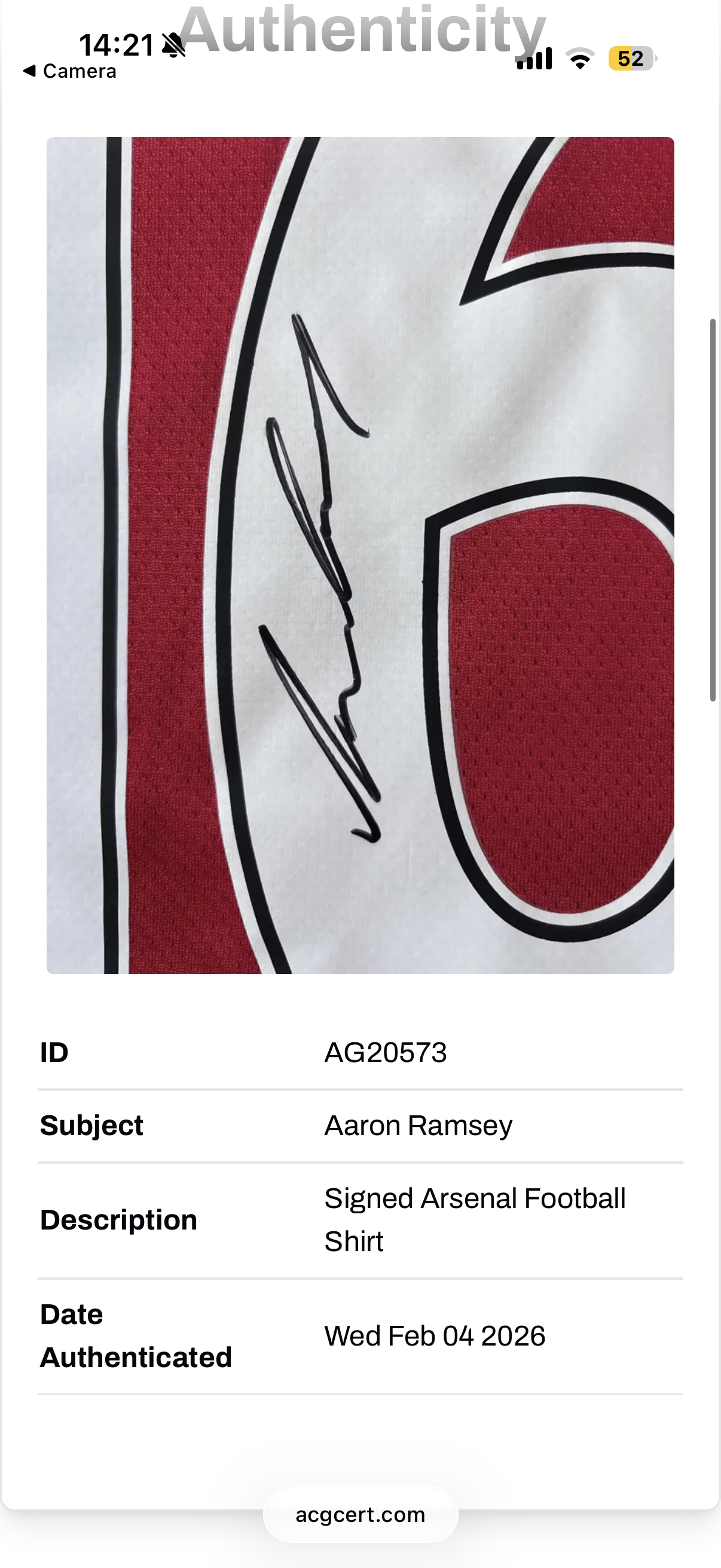 Aaron Ramsey Arsenal Signed Shirt *ACG AUTHENTICATED* RARE COA Wenger RVP