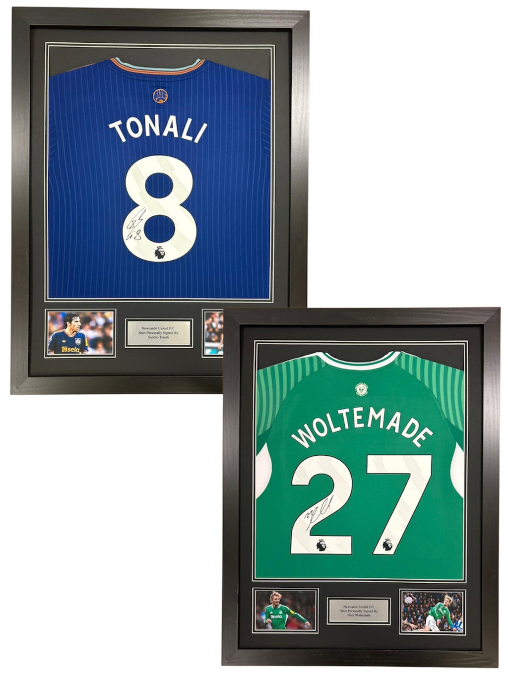 PAIR Tonali & Woltemade Newcastle United Signed Shirts Framed VIDEO PROOF & COA