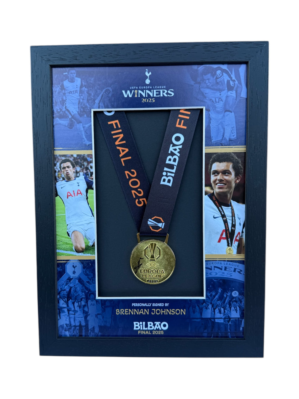 Brennan Johnson Tottenham Hotspur Signed Europa League Medal Framed *COA* RARE