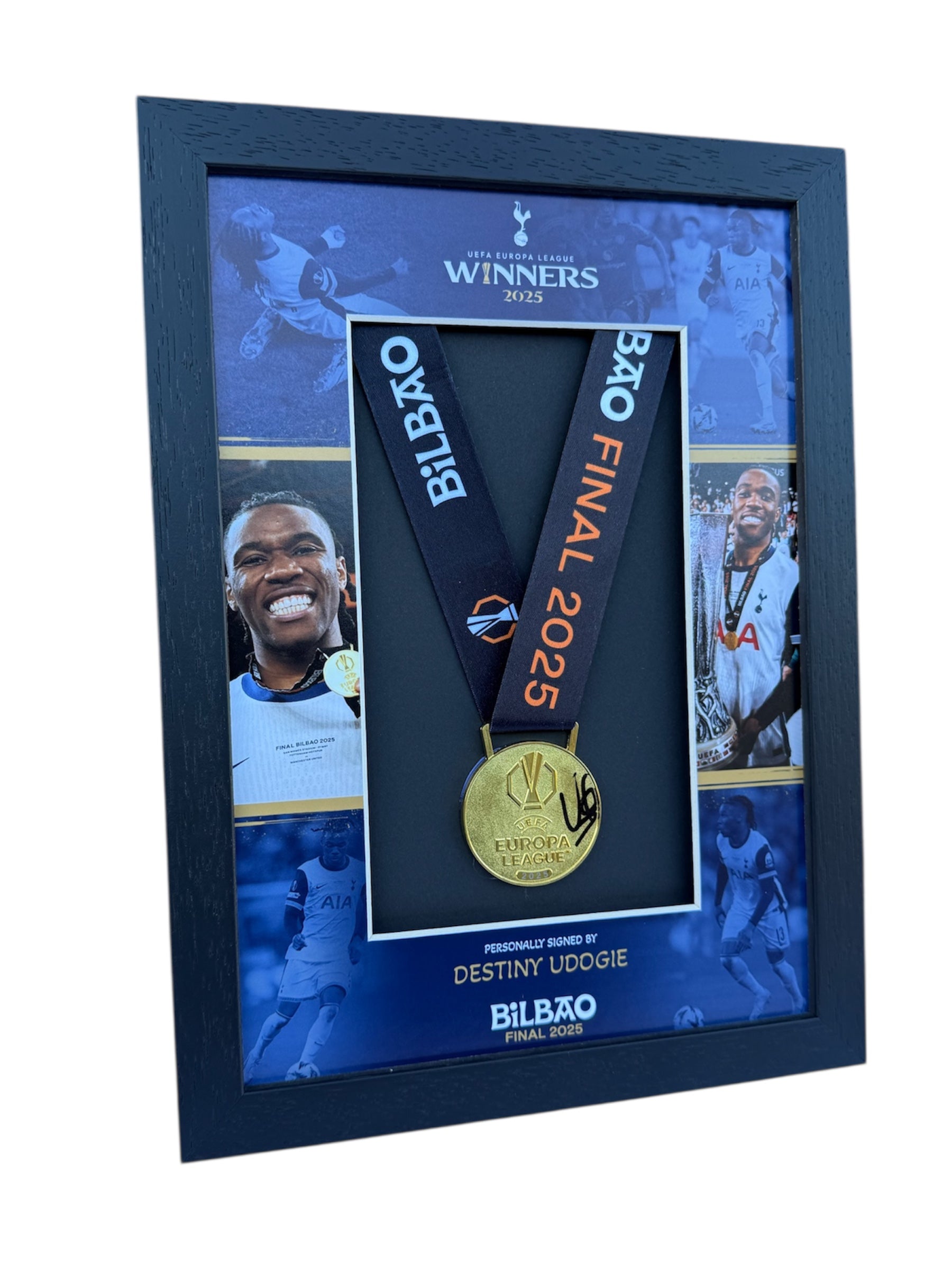 Destiny Udogie Tottenham Hotspur Signed Europa League Medal Framed *RARE* COA