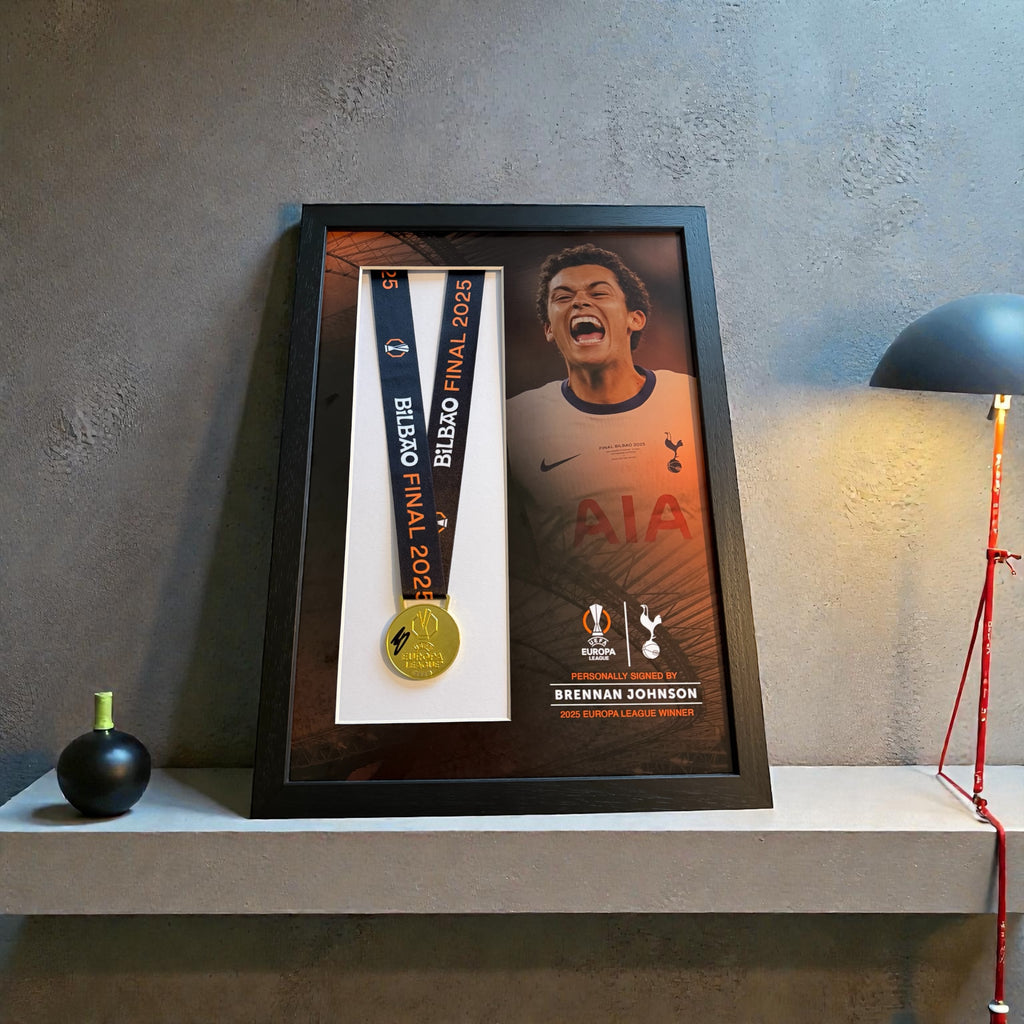 Brennan Johnson Tottenham Hotspur Signed Medal Europa League Framed PROOF & COA