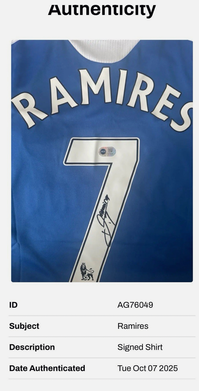 Ramires Chelsea Signed Shirt *RARE* PROOF & ACG AUTHENTICATED