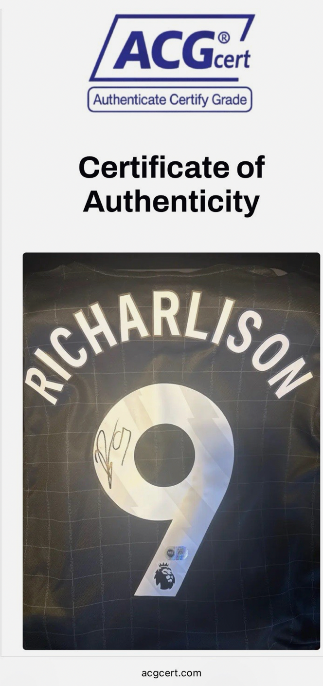 Richarlison Tottenham Hotspur Signed Shirt PROOF & ACG AUTHENTICATED *RARE 25/26