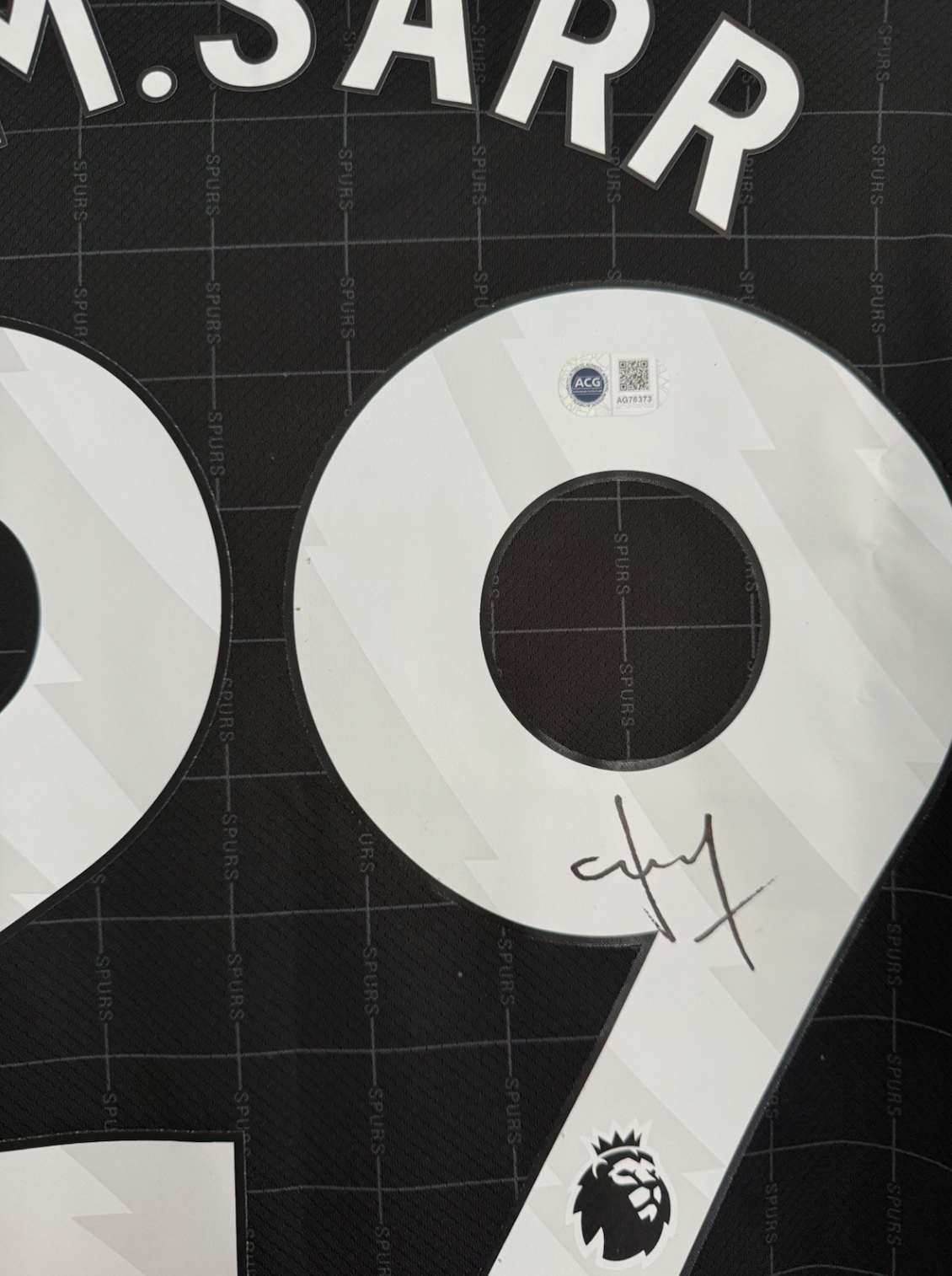 Pape Matar Sarr Tottenham Hotspur Signed Shirt 25/26 Away PROOF & ACG CERT *RARE
