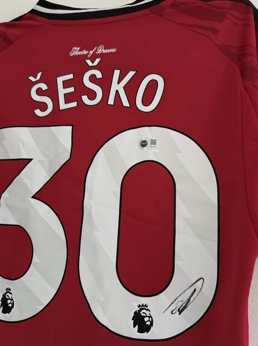 Benjamin Sesko Manchester United Signed Shirt *PROOF*COA ACG CERT AUTHENTICATION