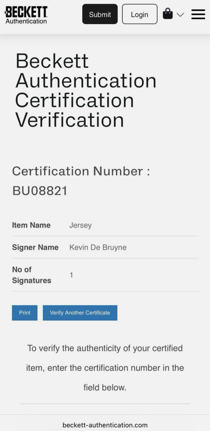 Kevin De Bruyne Manchester City Signed Shirt *BECKETT & ACG COA* RARE* Official