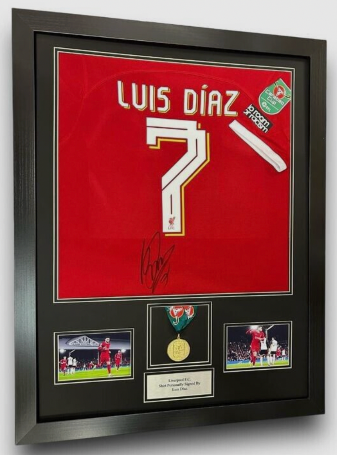 Luis Diaz Liverpool Signed Shirt & Medal FRAMED *RARE* *EXACT VIDEO PROOF*