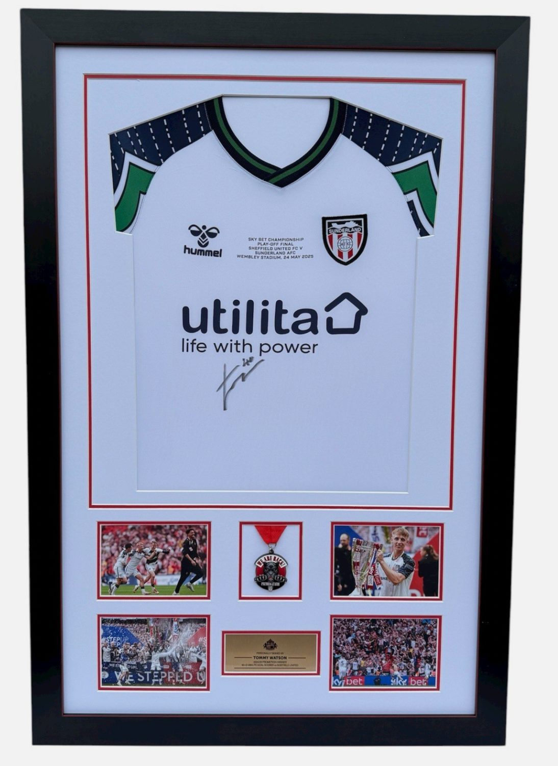 Tommy Watson Sunderland Signed Shirt Framed *RARE Play Off Winners *PROOF & COA*
