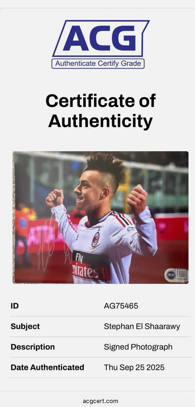 Stephan El Shaarawy AC Milan Hand Signed Photo *RARE* PROOF + AUTHENTICATION COA
