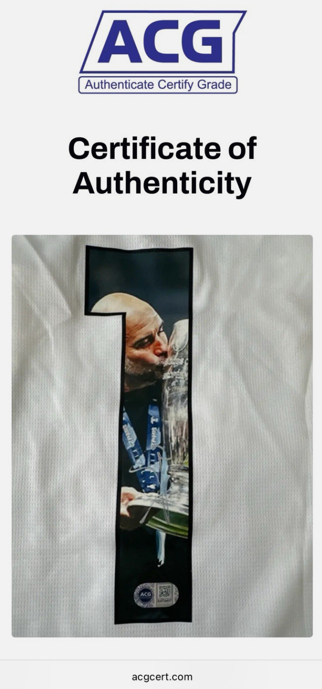 Pep Guardiola Manchester City Signed Shirt *RARE CUSTOM* PROOF & ACG CERT COA