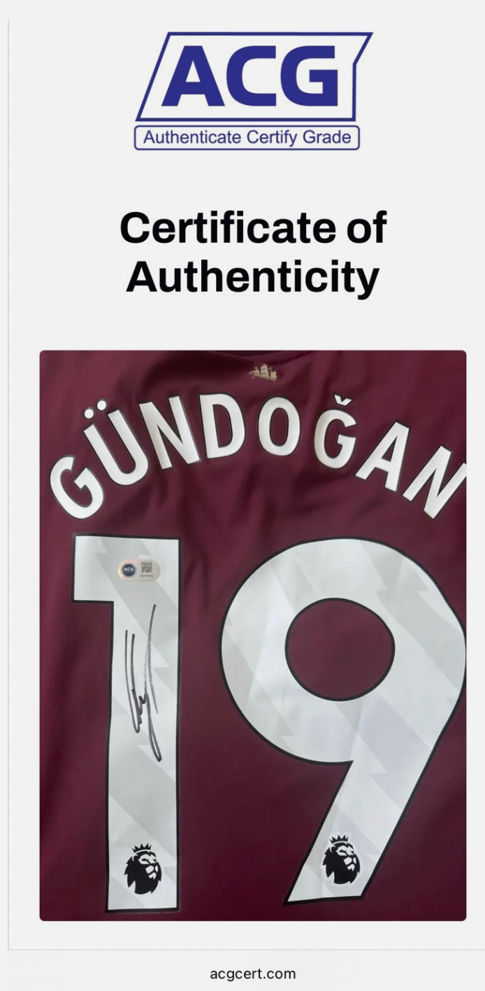 İlkay Gündoğan Manchester City Signed Shirt *EXCAT PROOF*OFFICIAL SHIRT ACG CERT