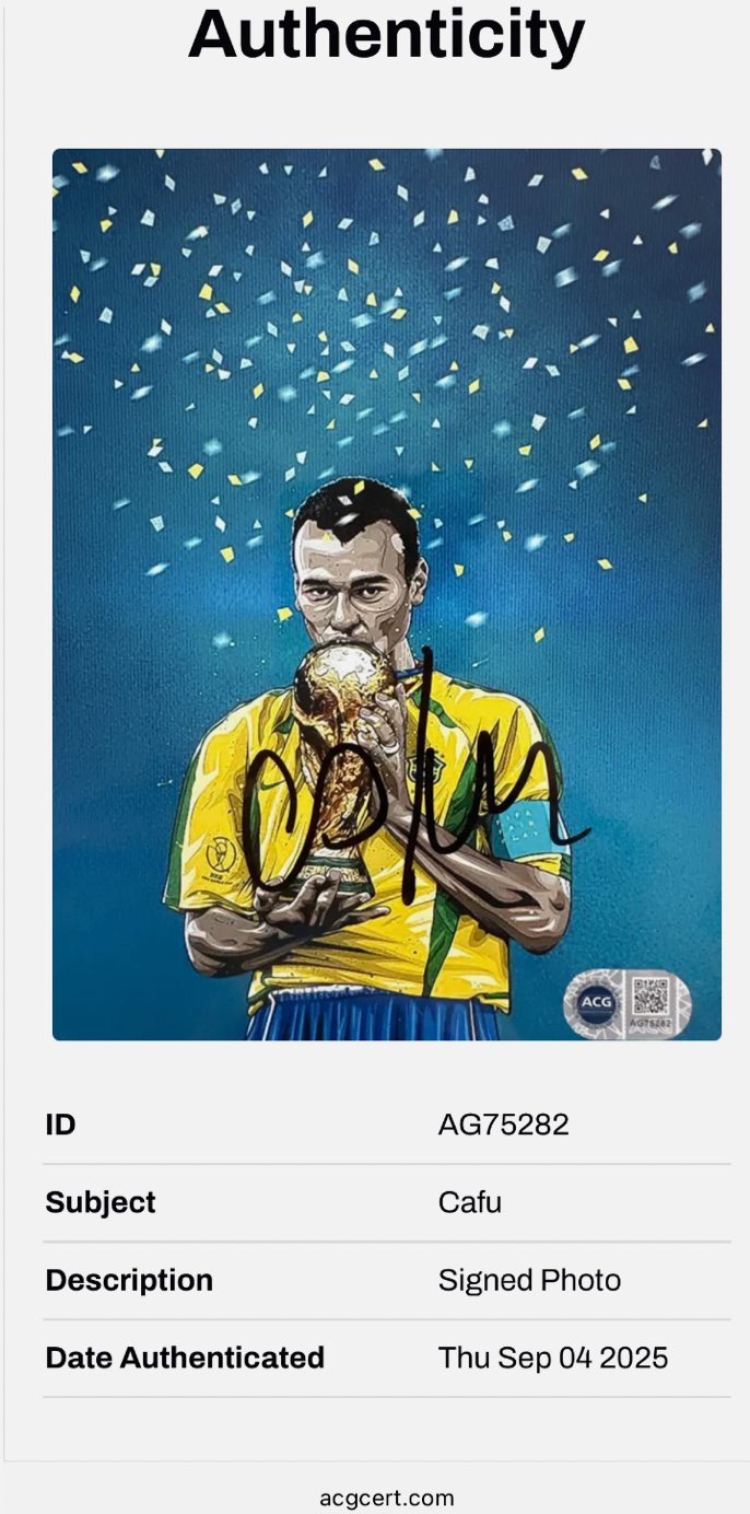 CAFU Brazil Signed Photo *RARE* EXACT VIDEO PROOF *ACG CERT AUTHENTICATED*