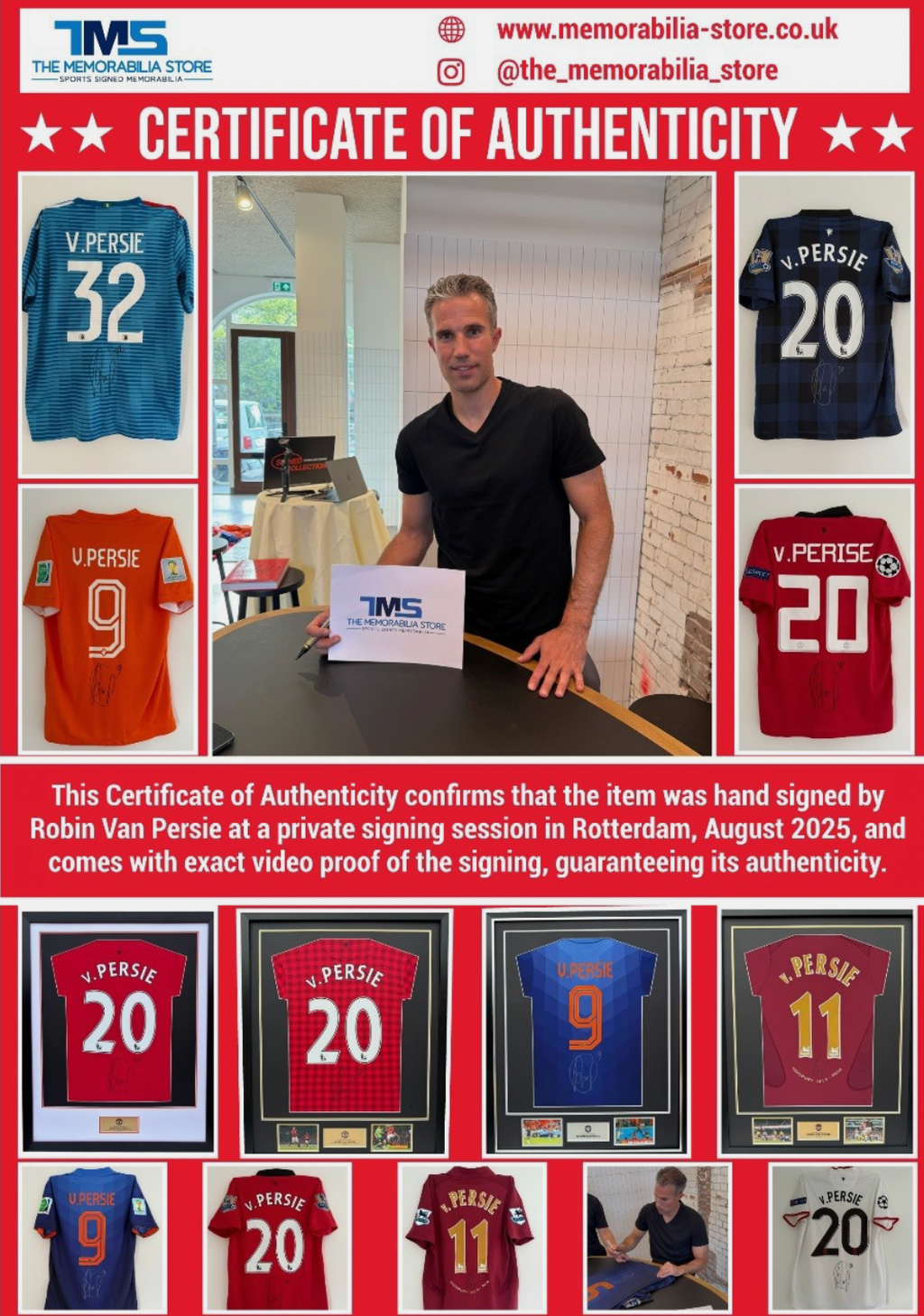 Robin Van Persie Netherlands Signed Shirt Framed *2014 WC* RARE *PROOF + COA*