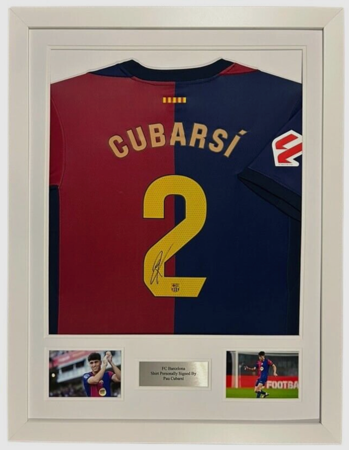 Pau Cubarsí Barcelona signed framed shirt *VERY RARE + EXACT PROOF INCLUDED*