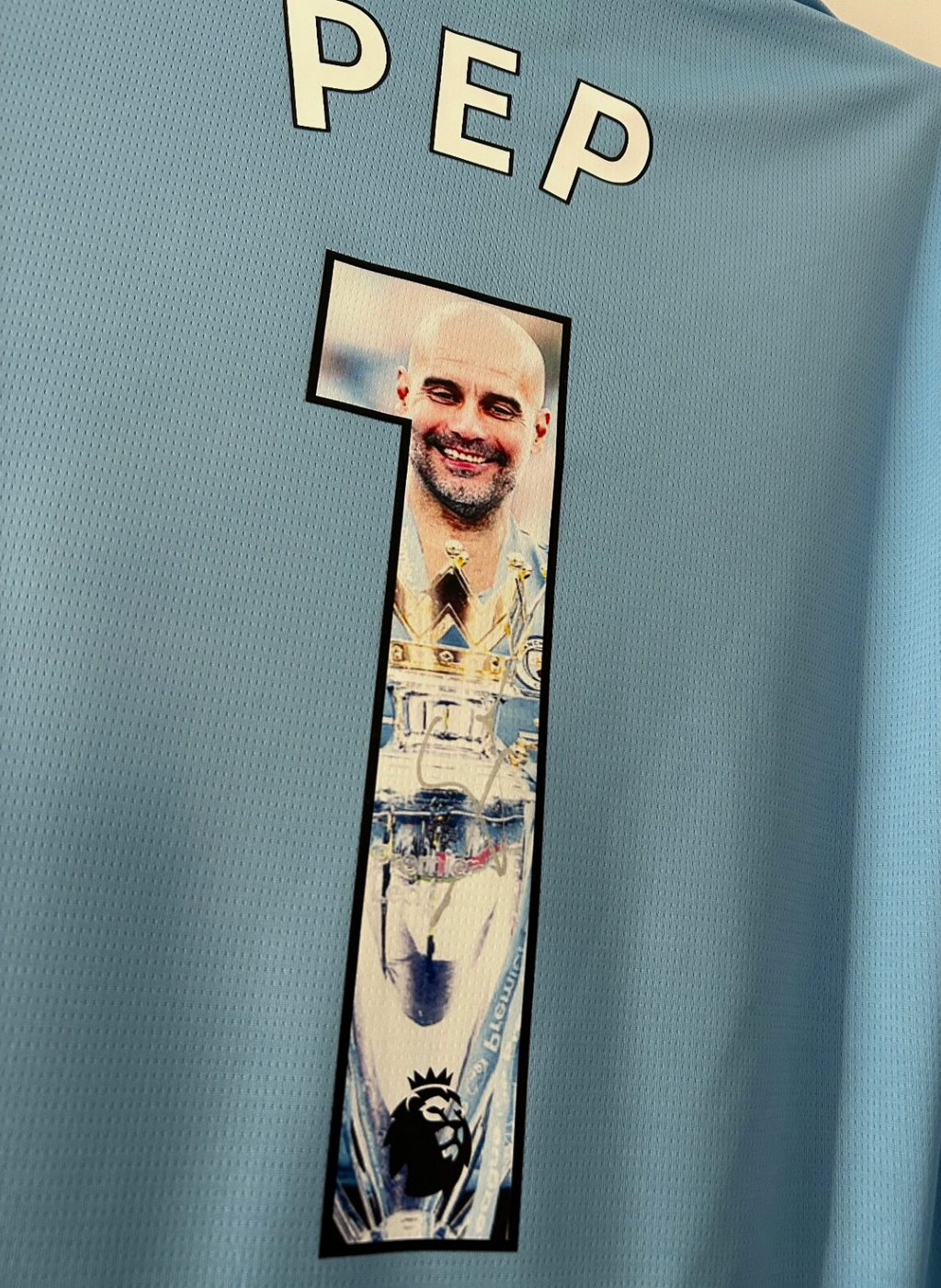 Pep Guardiola Manchester City Signed CUSTOM Shirt *RARE* *PROOF INCLUDED*