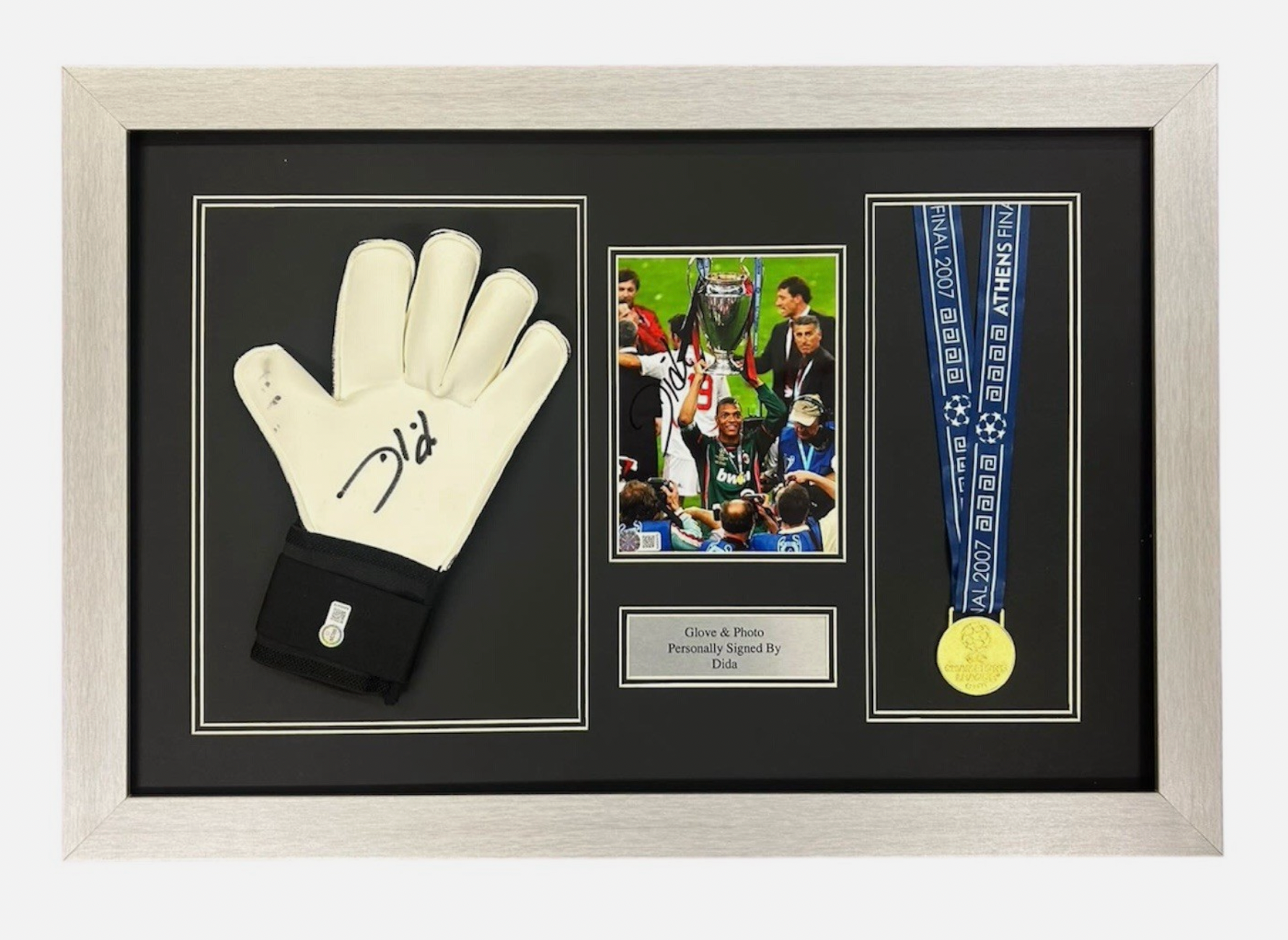 Dida AC Milan Signed Glove &Photo Framed*07 Champions League Winners Medal* RARE