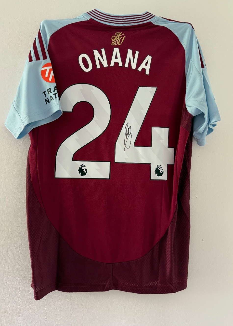Amadou Onana Aston Villa Signed Shirt *EXACT PROOF OF SIGNING* RARE