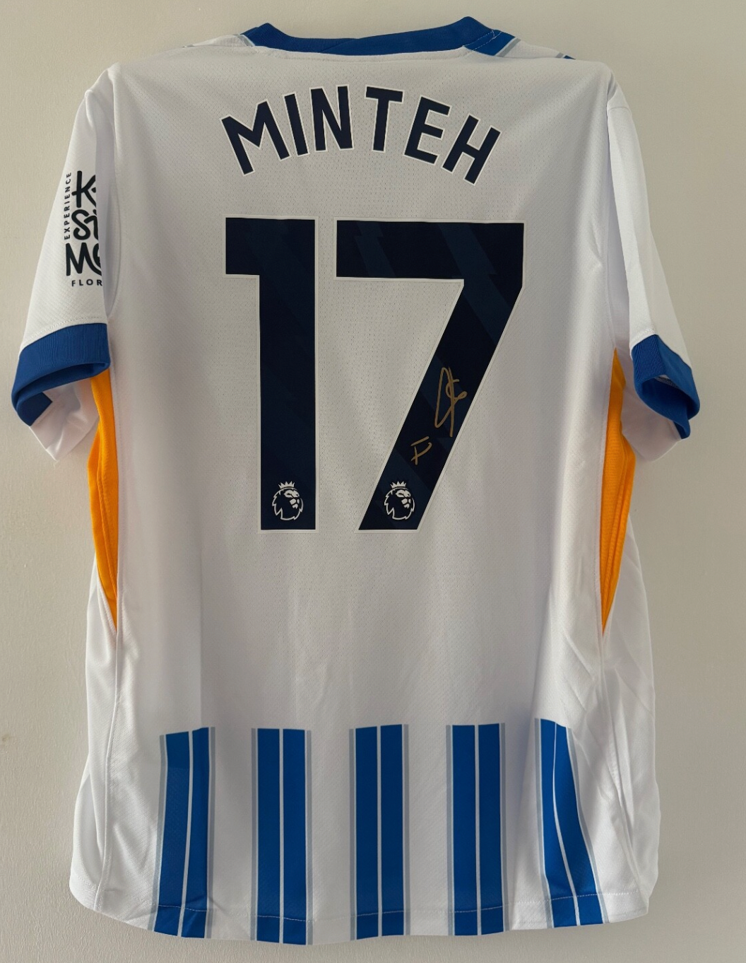 Yankuba Minteh Signed Brighton Shirt *EXACT VIDEO PROOF OF SIGNING*