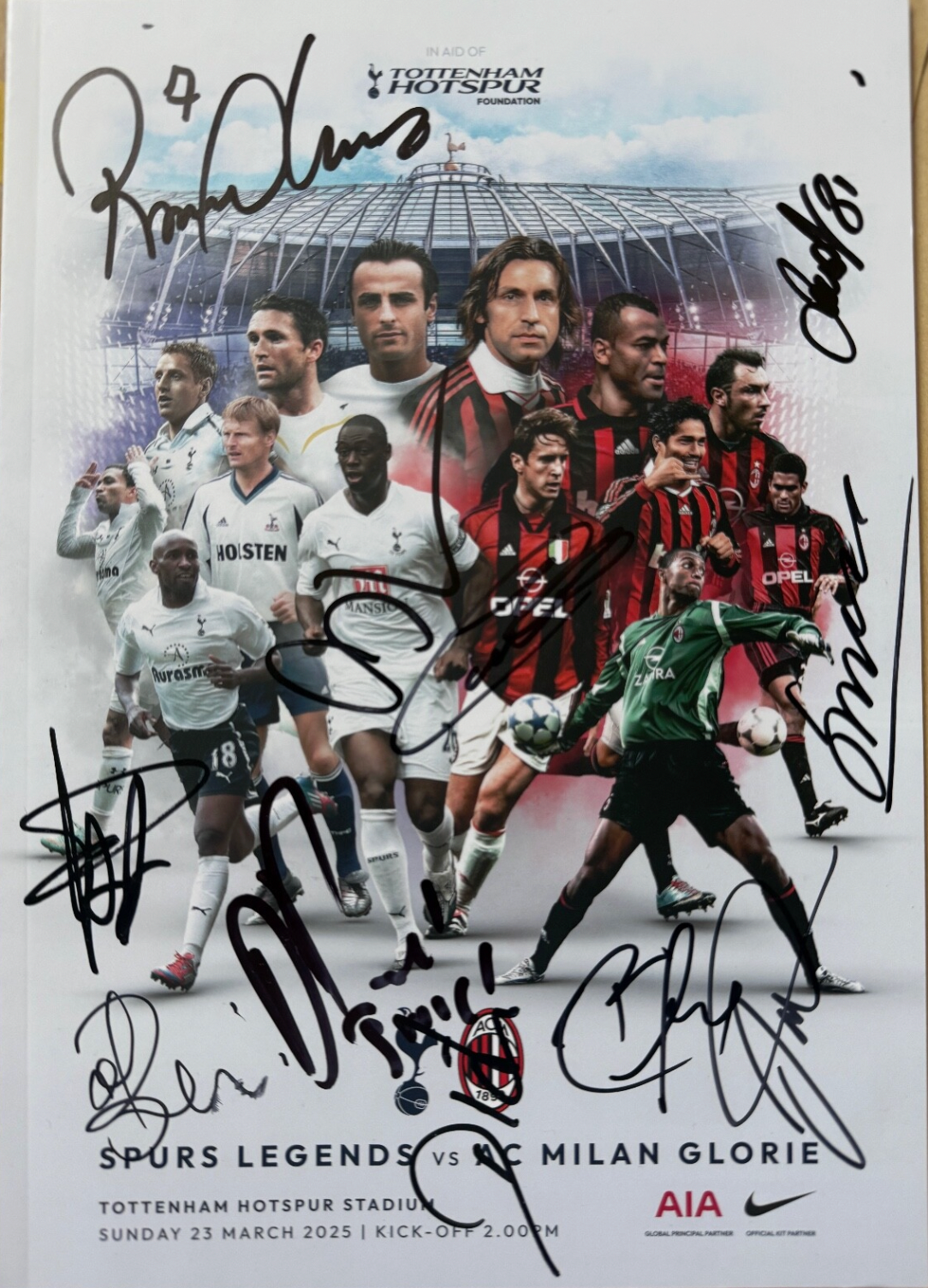 AC Milan Legends Signed Programme *RARE* *EXACT PROOF OF SIGNING* DIDA , CAFU