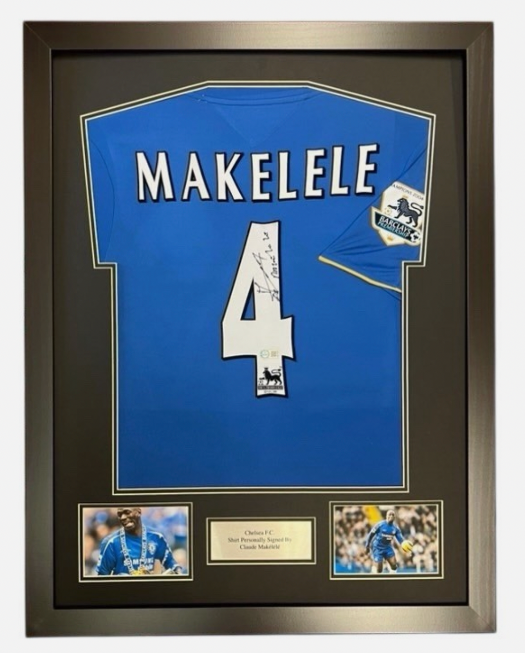 Claude Makelele Chelsea Signed Shirt FRAMED * RARE* PROOF OF PRIVATE SIGNING *