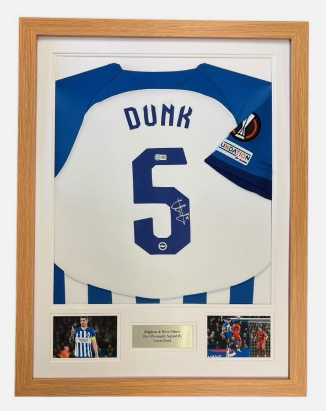 Lewis Dunk Brighton Signed Shirt Framed *EUROPA LEAGUE* RARE