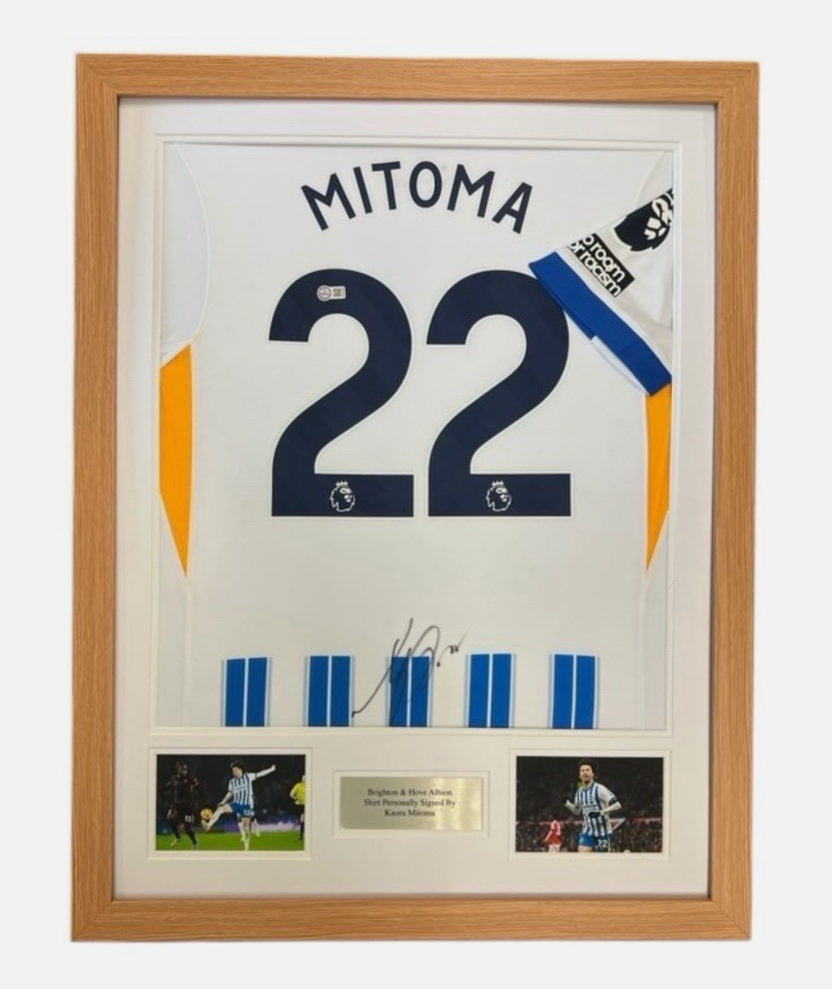 Kaoru Mitoma Brighton Signed Shirt Framed *EXACT VIDEO PROOF OF SIGNING*