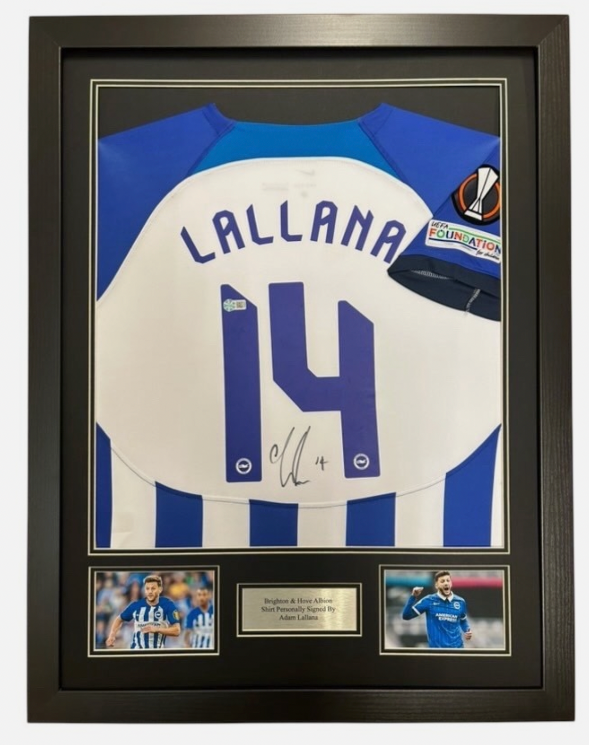 Adam Lallana Brighton Signed Shirt Framed *EUROPA LEAGUE* PROOF OF SIGNING* RARE