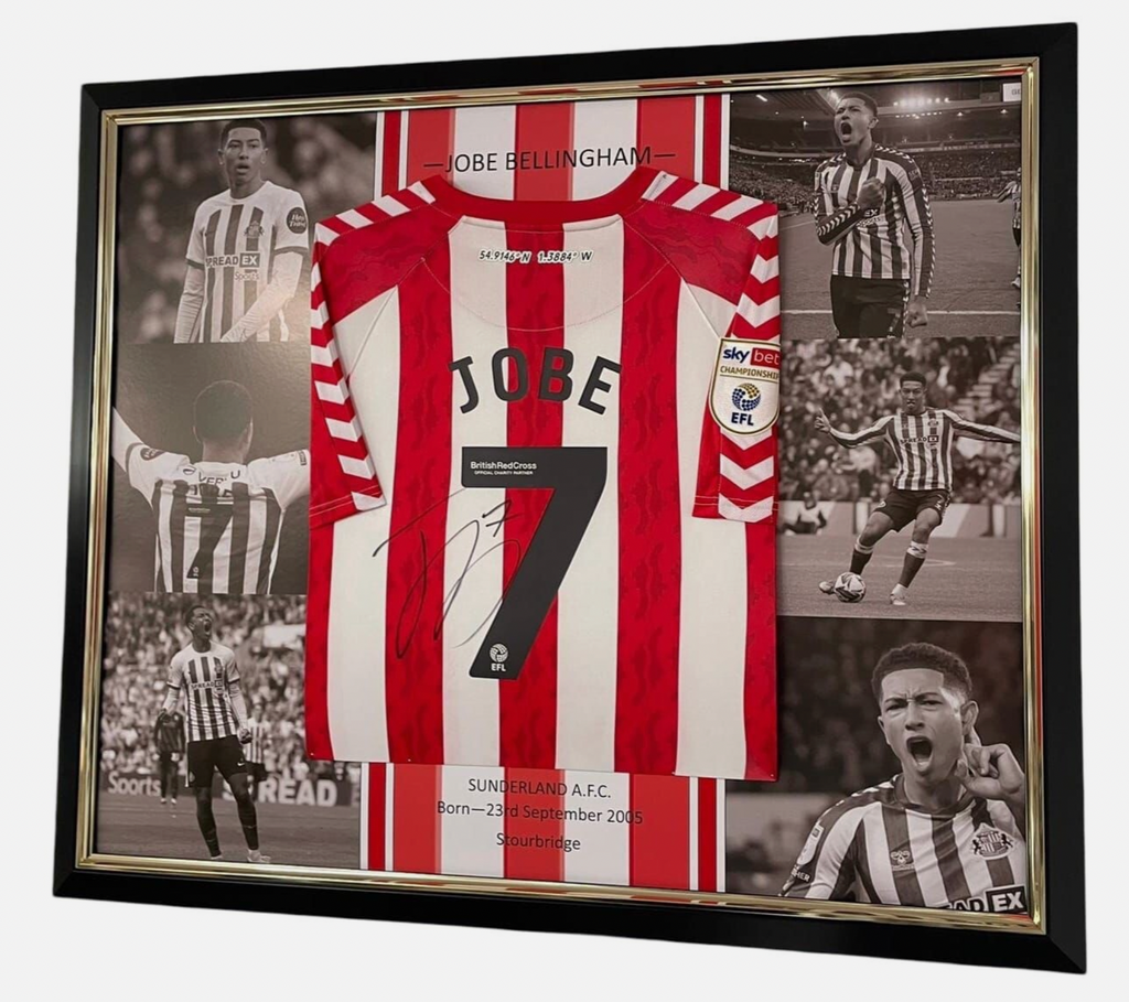 Jobe Bellingham Sunderland Signed Shirt FRAMED * VIDEO PROOF* MONTAGE FRAME