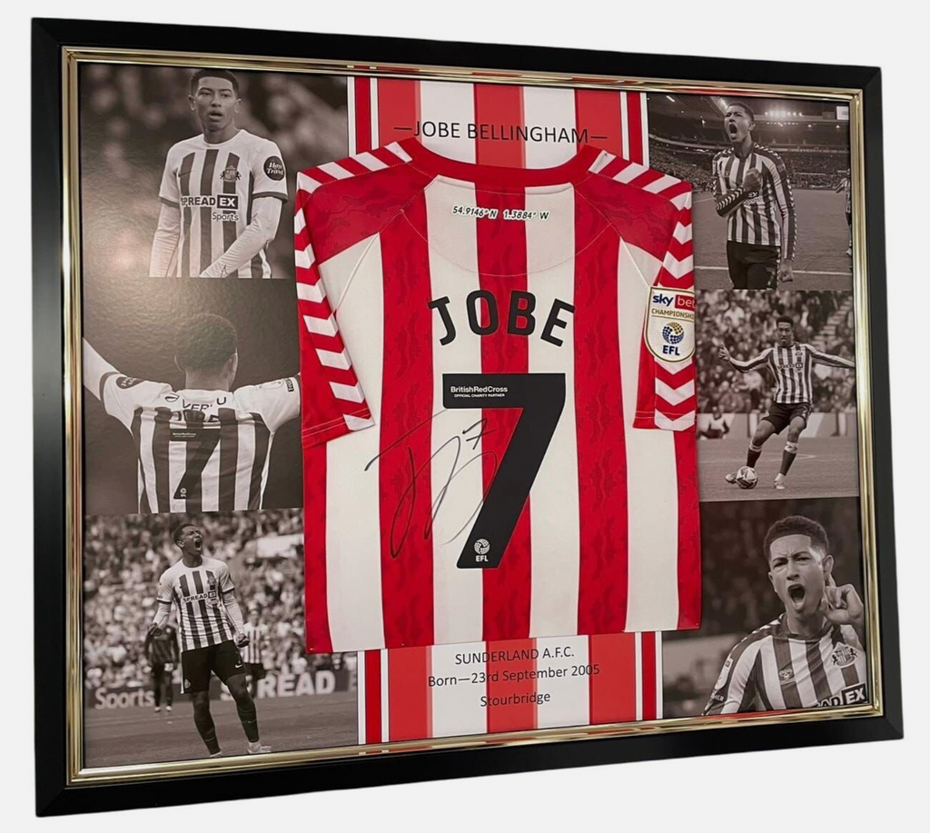 Jobe Bellingham Sunderland Signed Shirt FRAMED * VIDEO PROOF* MONTAGE FRAME