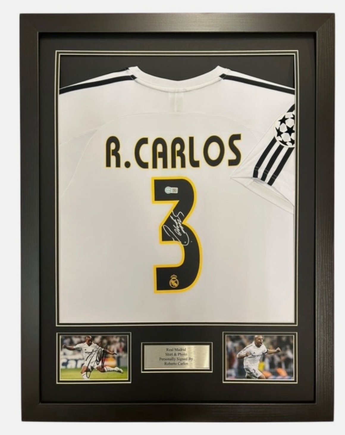 Roberto Carlos Real Madrid Signed Shirt FRAMED *EXACT VIDEO PROOF* RARE